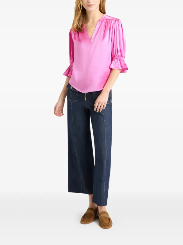 Cinq A Sept Fiona V-neck Blouse | Pink | FARFETCH