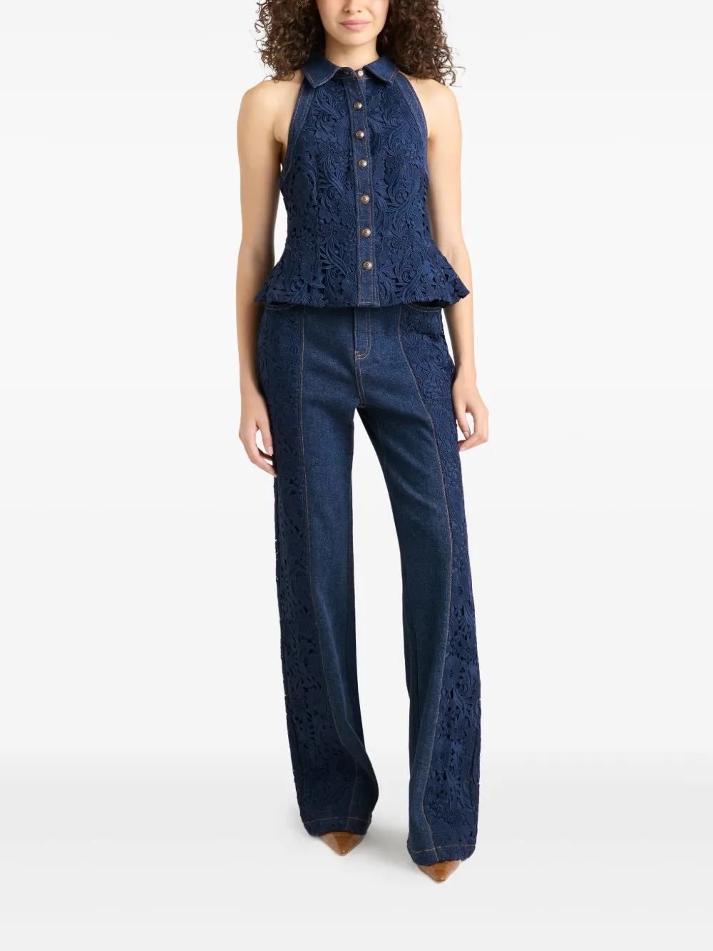 Cinq A Sept Ronin top met knopen van kant - Blauw