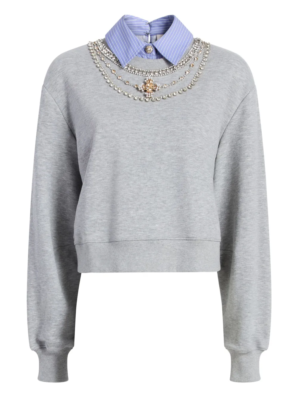 Cinq À Sept Lavina Jewel Embellished Sweatshirt In Gray