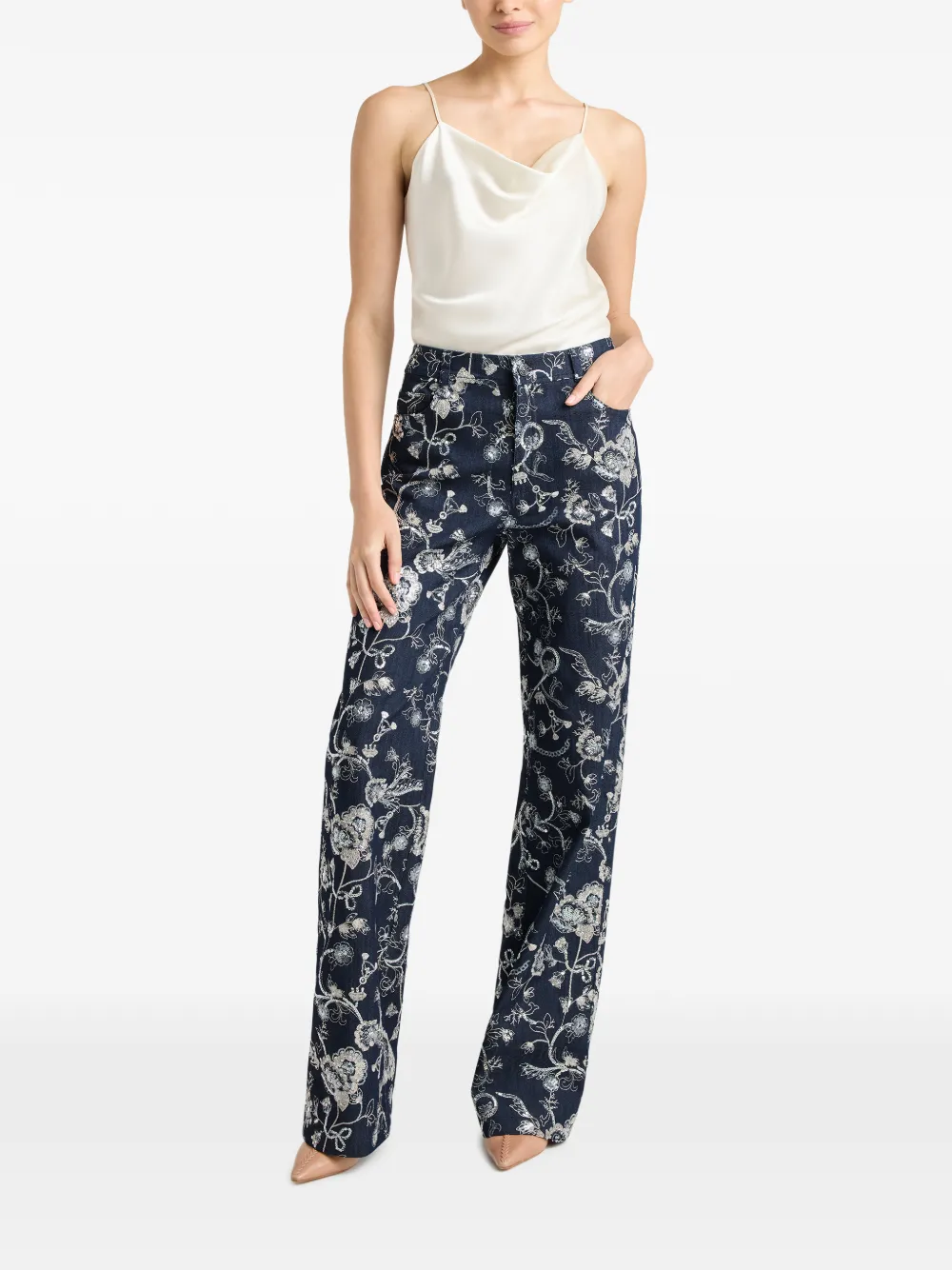 Cinq A Sept Nolita broek met borduurwerk - Blauw