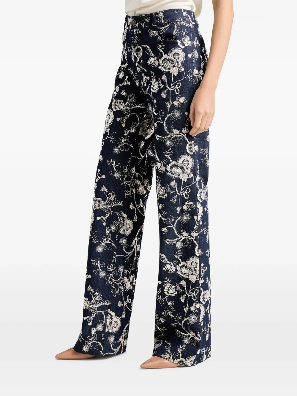 Cinq A Sept Nolita broek met borduurwerk Blauw