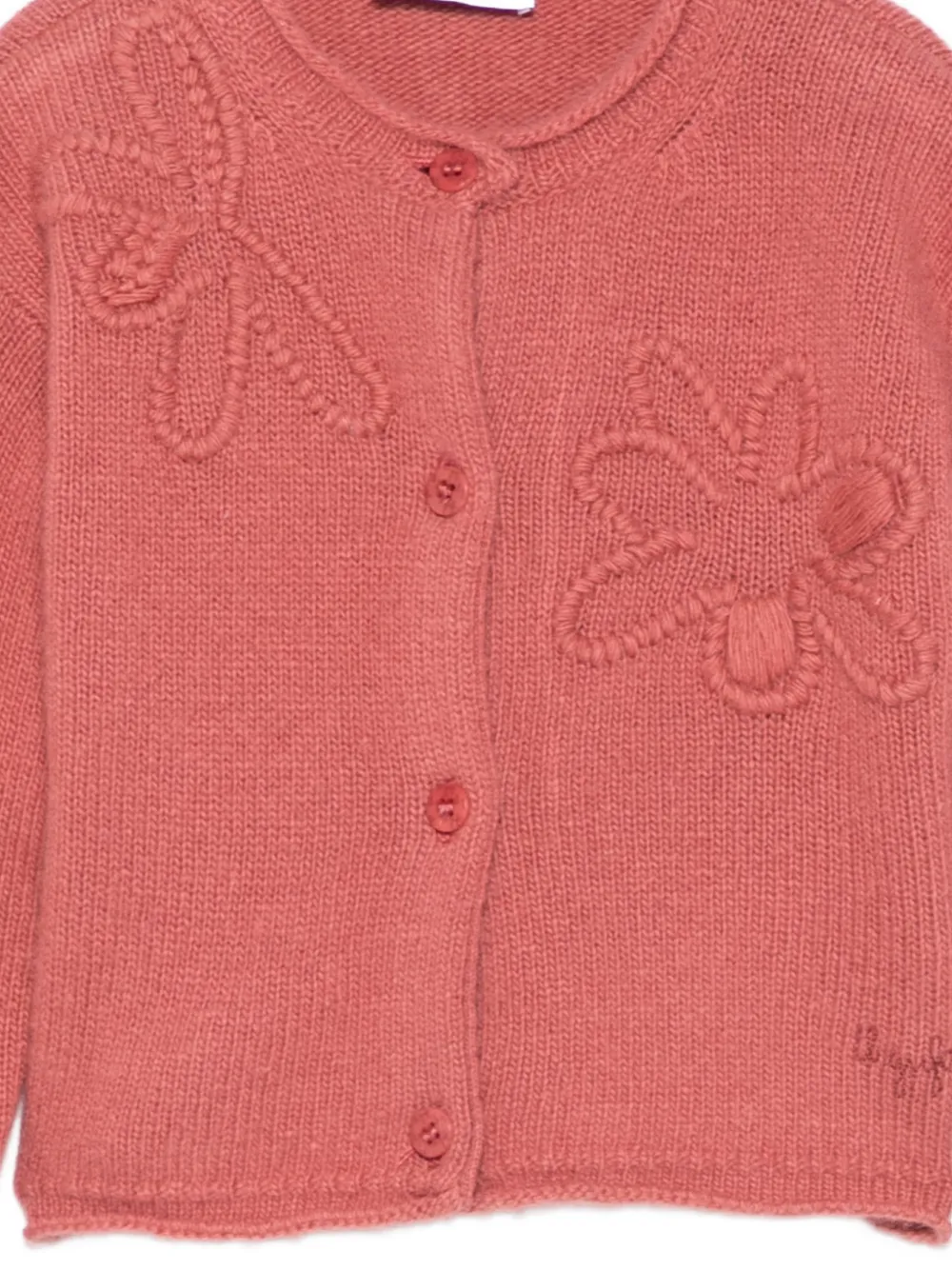 Il Gufo Floral-embroidered Cardigan In Pink