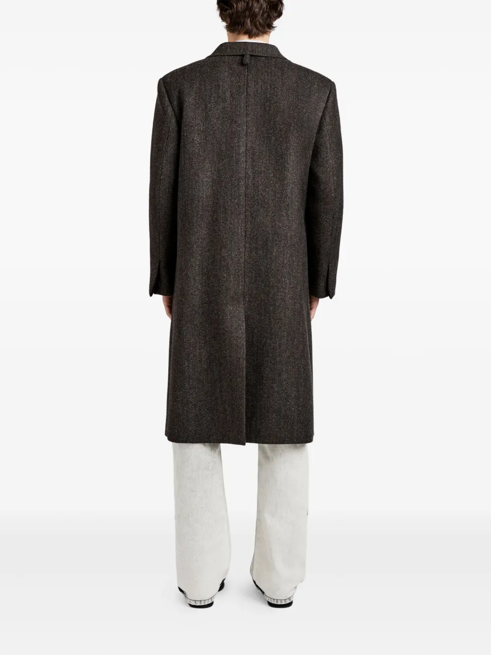 Proenza Schouler Orlando jas met dubbele rij knopen en visgraatpatroon Grijs