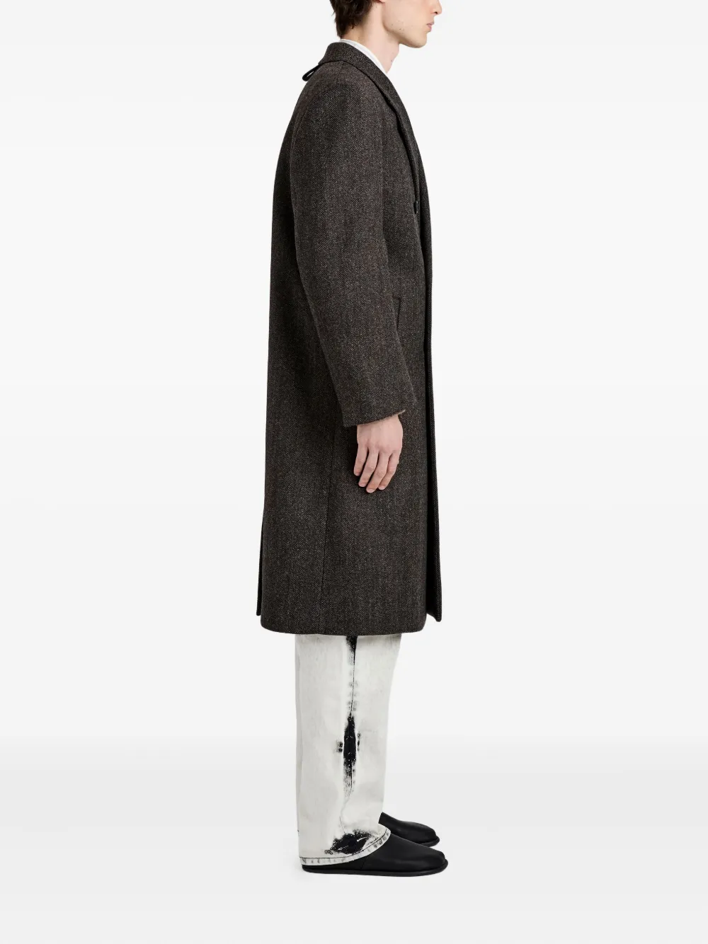 Proenza Schouler Orlando jas met dubbele rij knopen en visgraatpatroon Grijs