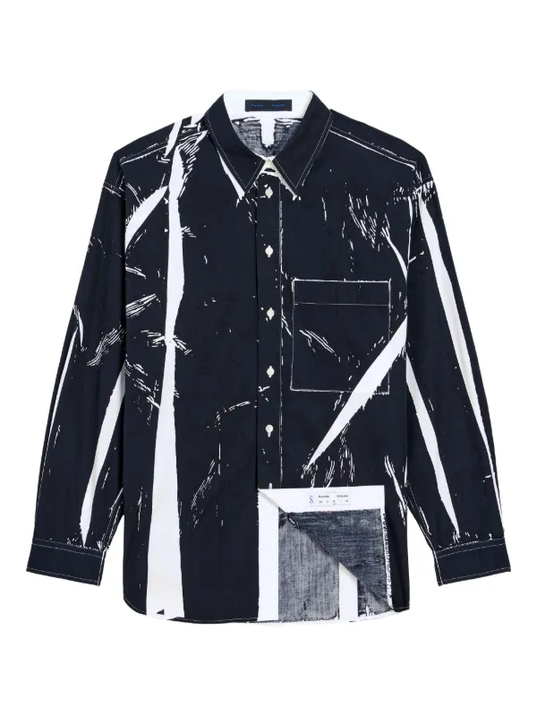 Proenza Schouler Simon Shirt in Garment Print Poplin in Black