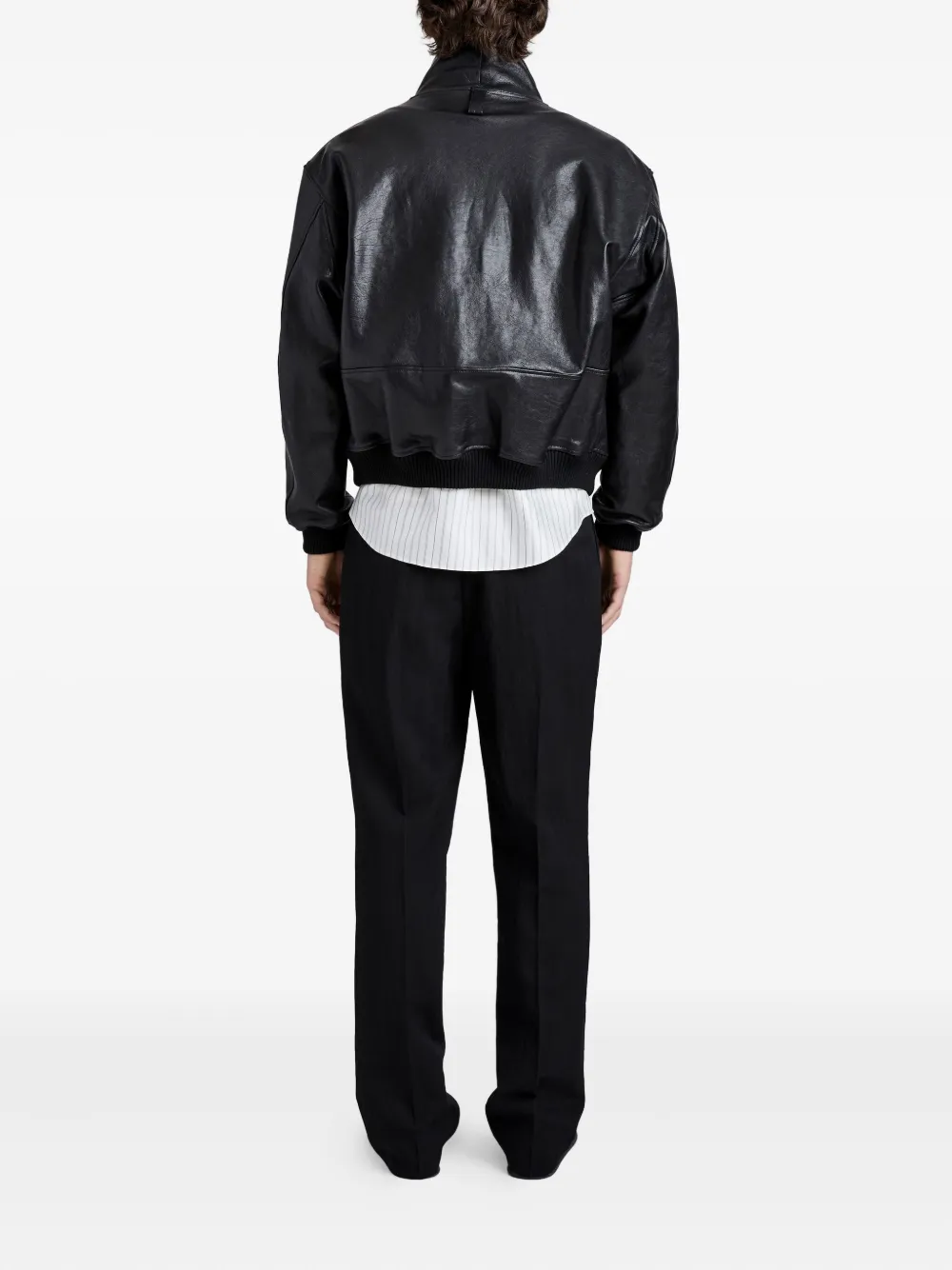 Proenza Schouler Leren bomberjack met rits Zwart