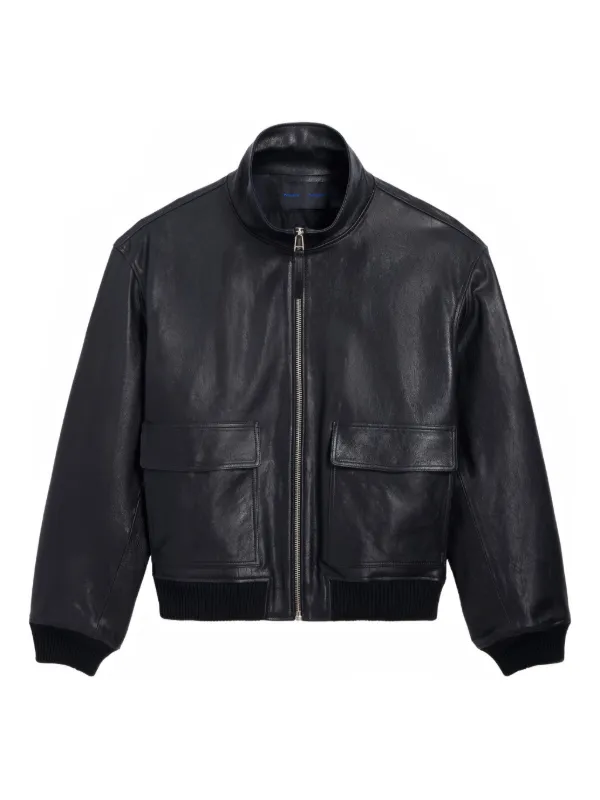 Proenza Schouler Sterling Zip Leather Bomber Jacket in Black