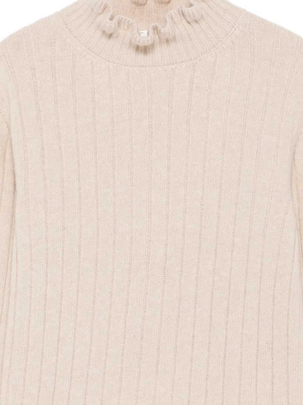 Eleventy Kids ruffled ribbed sweater Beige