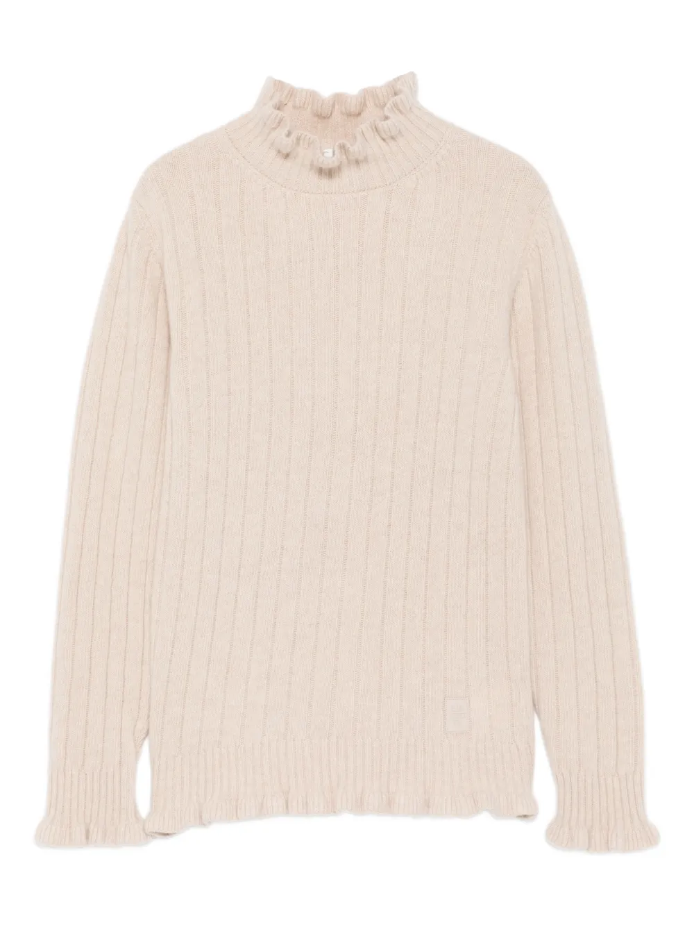Eleventy Kids ruffled ribbed sweater - Nude