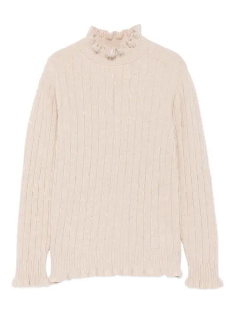 Eleventy Kids ruffled ribbed sweater