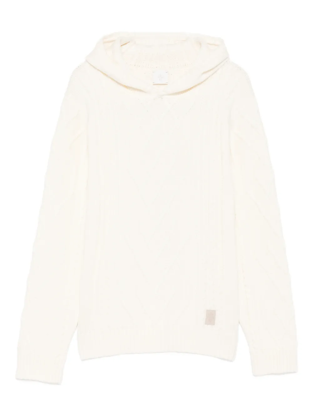 Eleventy Cable-knit Hoodie In White