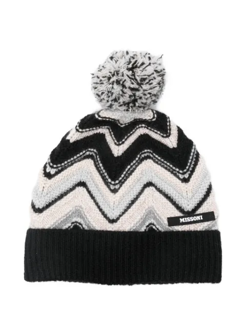 Missoni Kids pompom-chevron beanie hat