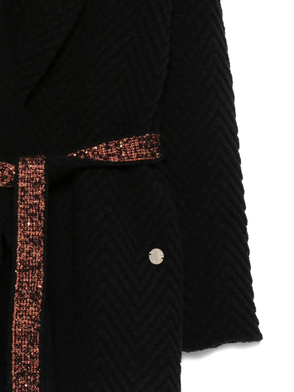 Missoni Kids herringbone belted coat Zwart