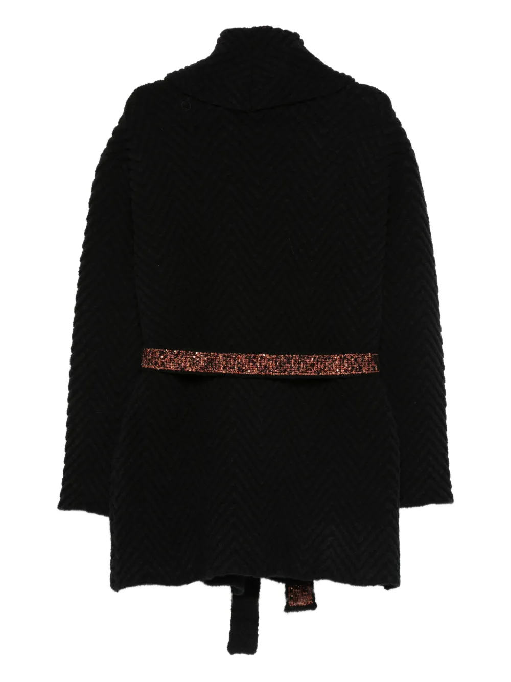 Missoni Kids herringbone belted coat Zwart