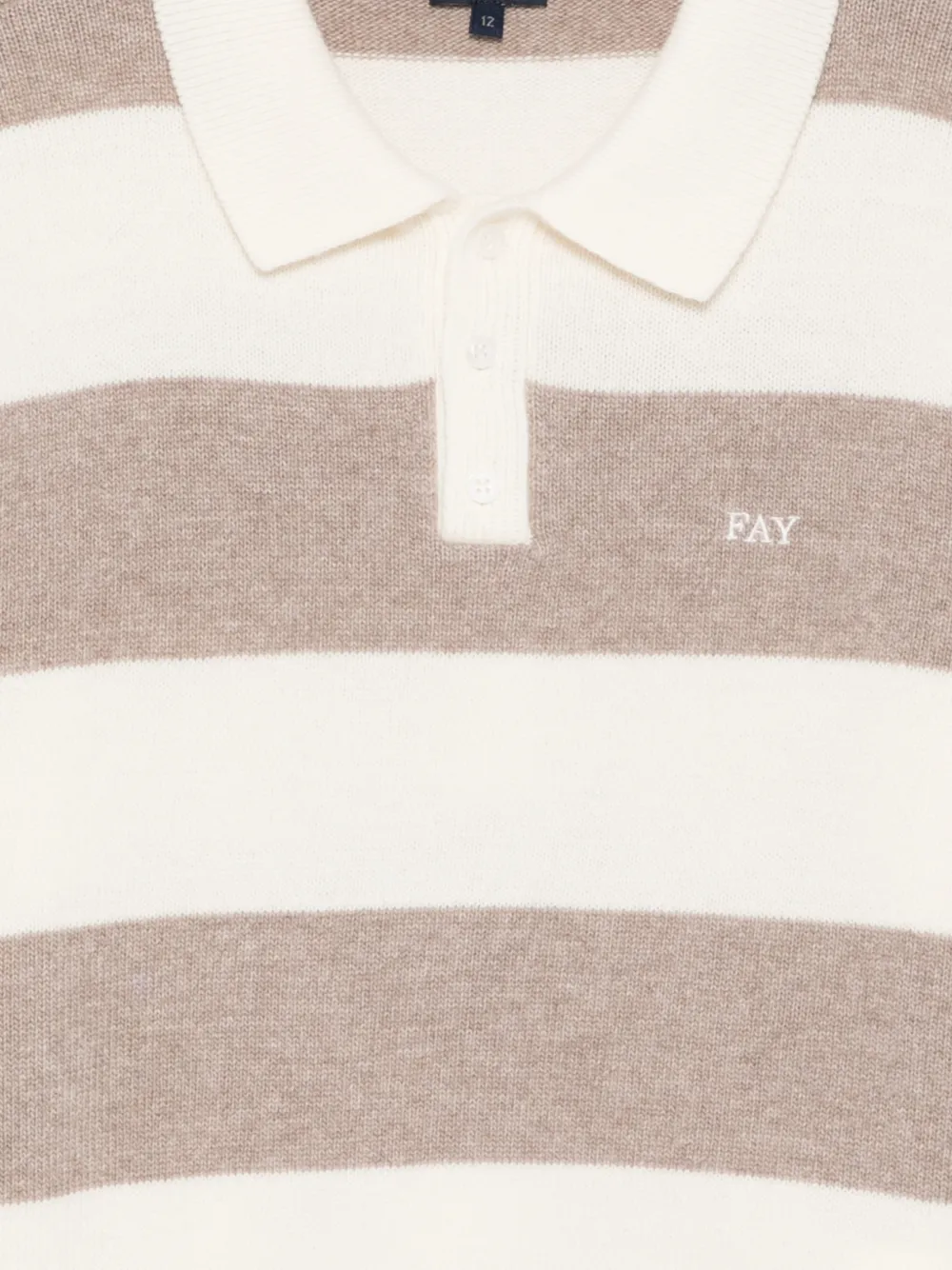 Fay Striped Knitted Polo Top In Neutral