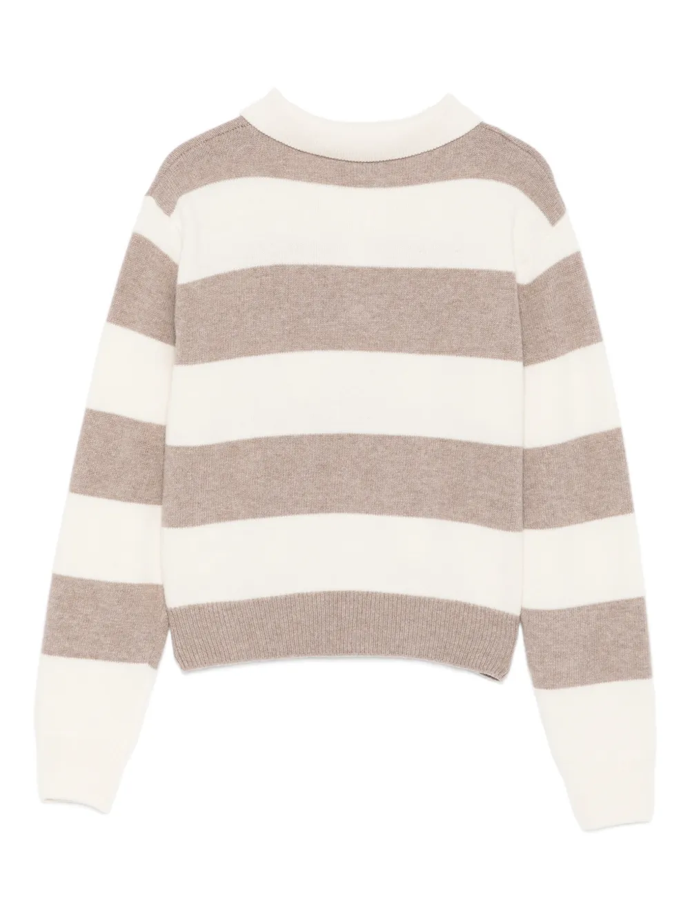 Fay Striped Knitted Polo Top In Neutral