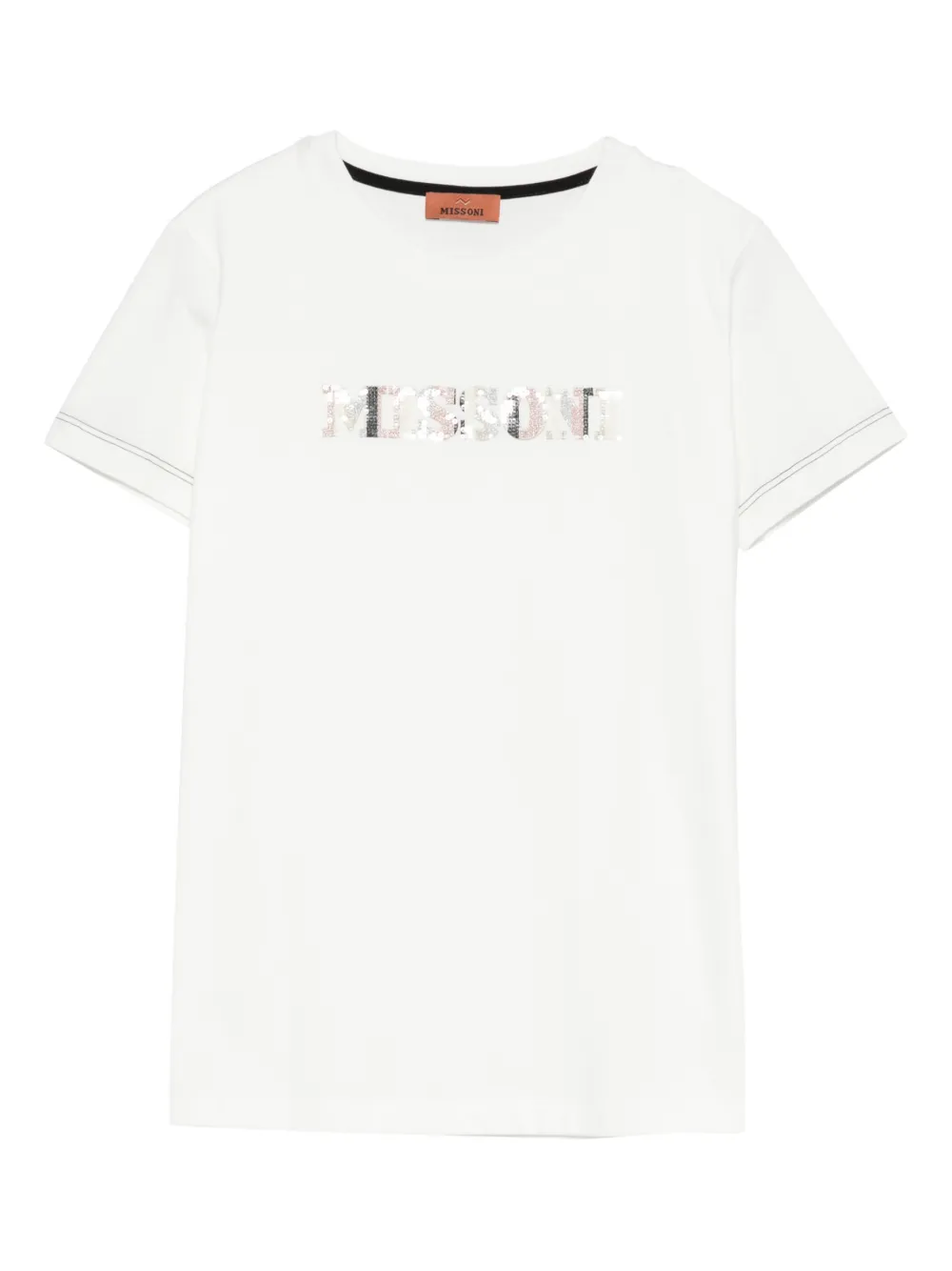 Missoni Kids sequin-logo T-shirt - Toni neutri
