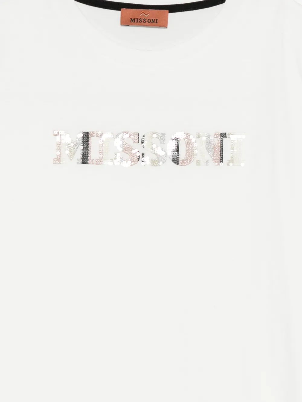 Missoni Kids sequin-logo T-shirt Beige
