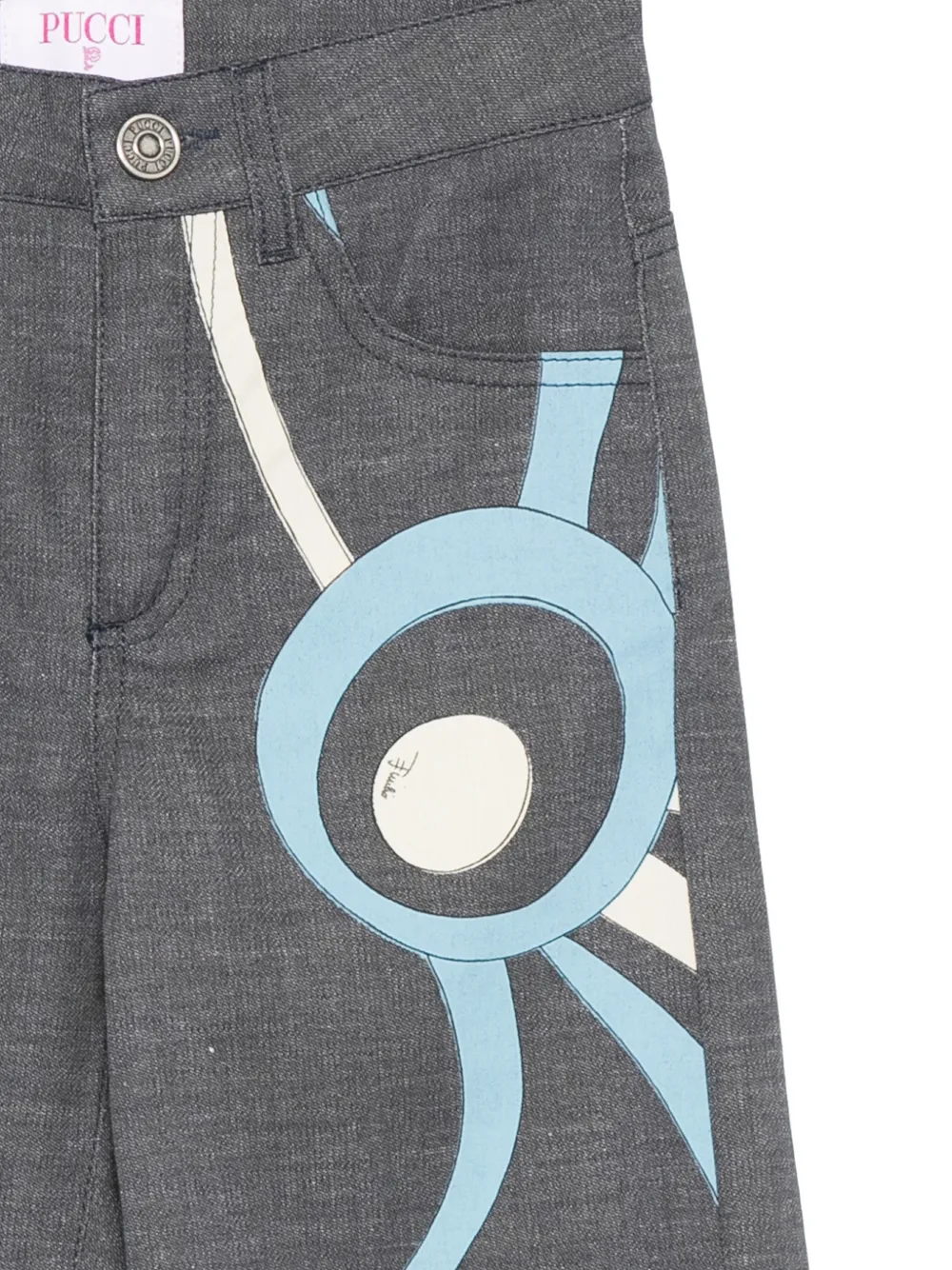 Pucci Junior Printed Trousers In Gray