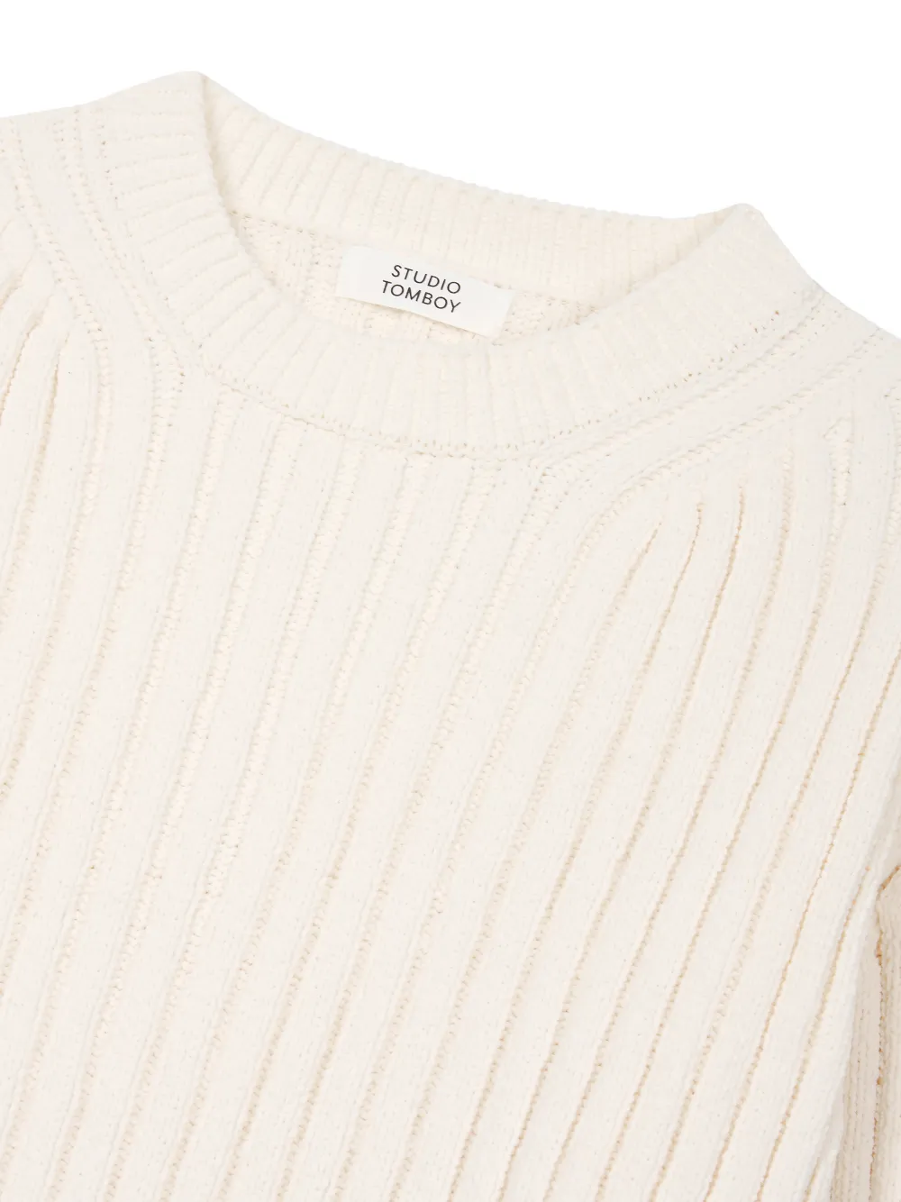  Tomboy Ribbed Round-neck Sweater - Neutrals 