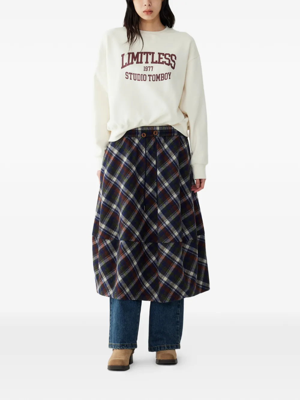 STUDIO TOMBOY falda midi con estampado de cuadros | Faldas acampanadas | Image 2