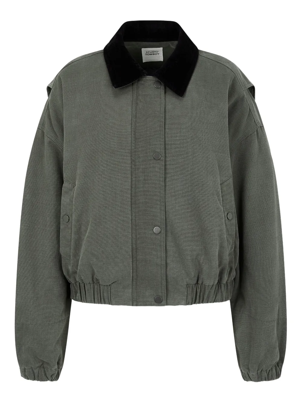 Studio Tomboy Collared Cotton Jacket In Green