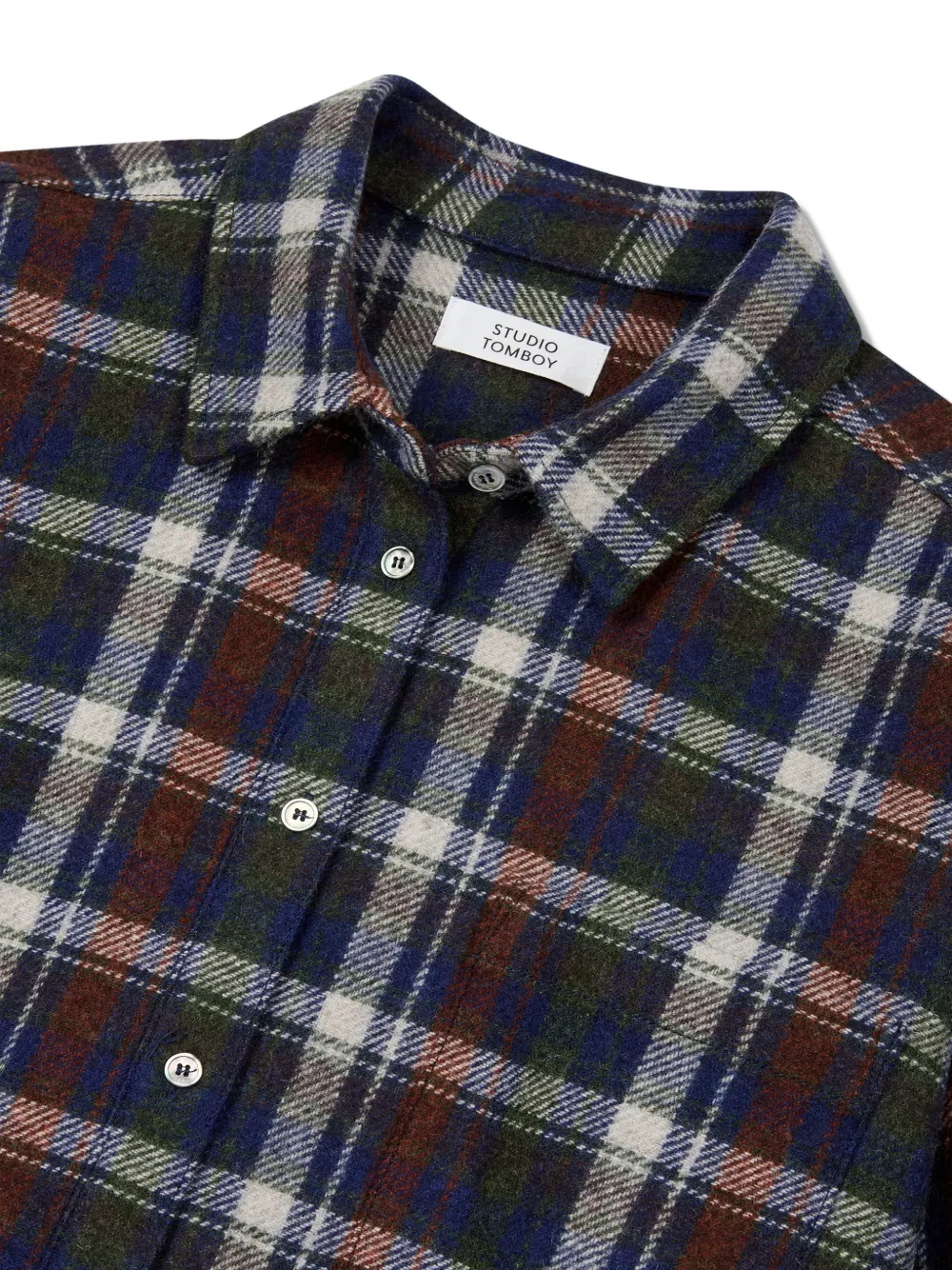TOMBOY Geruite wollen blouse Blauw
