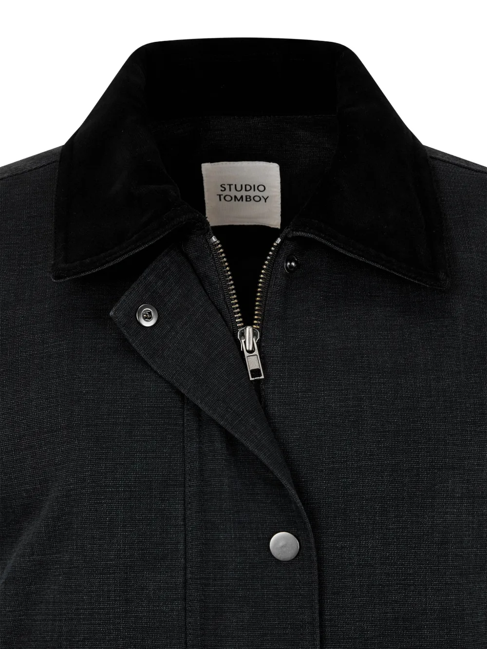 Studio Tomboy Collared Cotton Jacket In Black