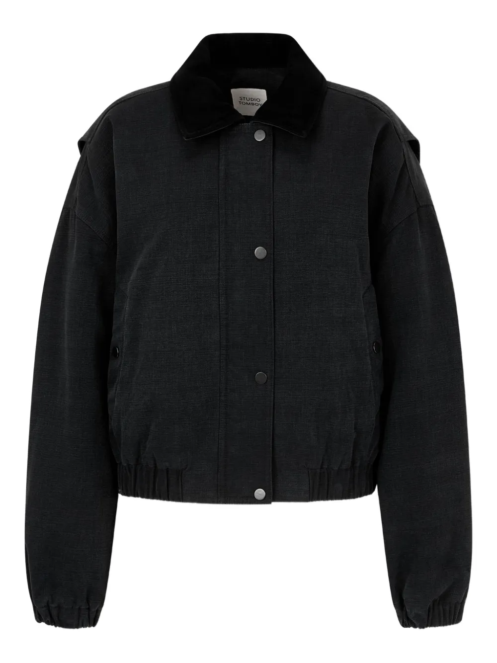 Studio Tomboy Collared Cotton Jacket In Black