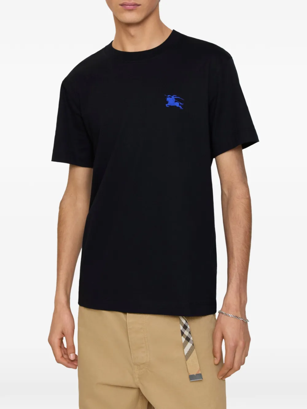 Burberry T-shirt met geborduurd logo - Zwart