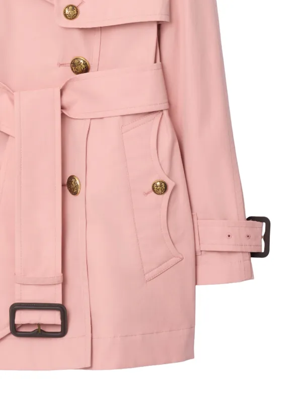 BURBERRY トレンチコート レディース US6 ピンク フリル Cropped Tropical Gabardine Mayfair Trench Jacket in Pale sugar