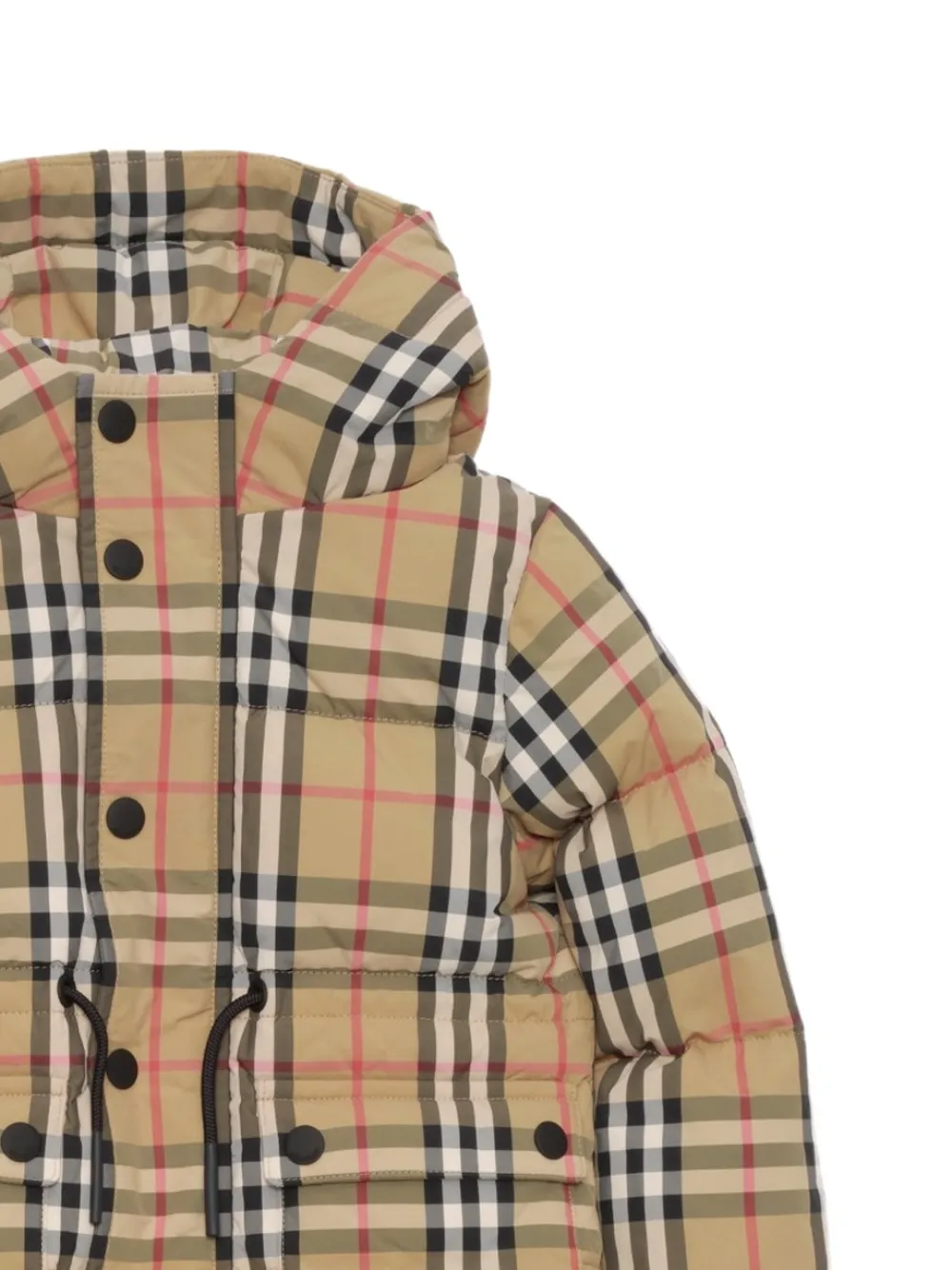 Burberry Kids Geruit donsjack met capuchon Beige