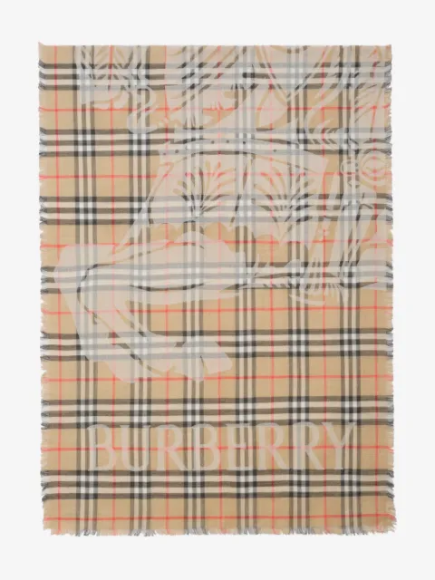 Burberry wide Knight Check wool silk scarf