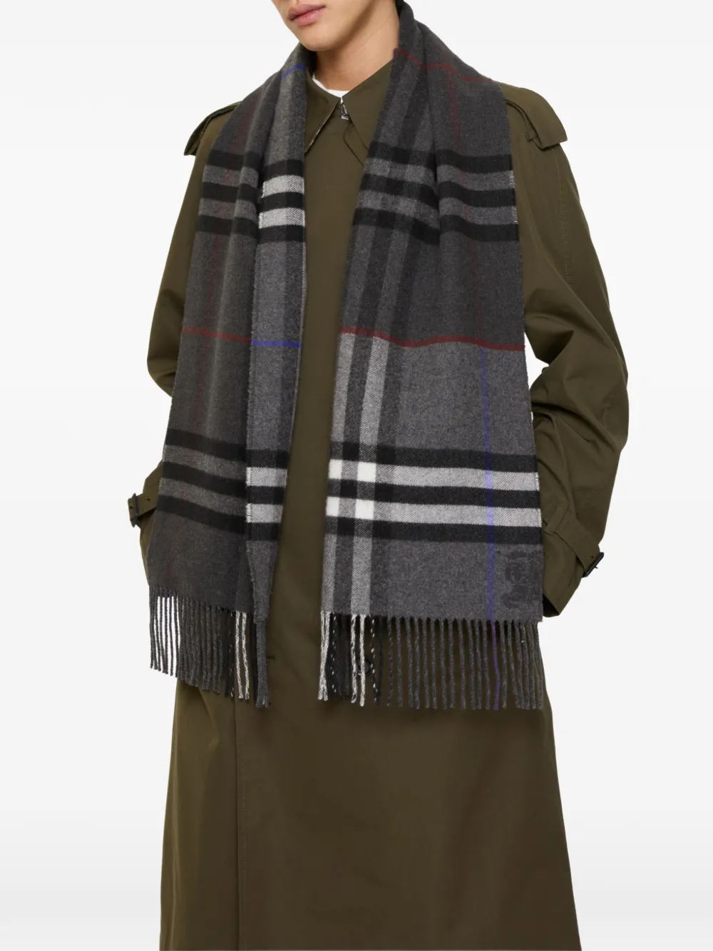 Burberry Contrast Check Cashmere Scarf In Multi