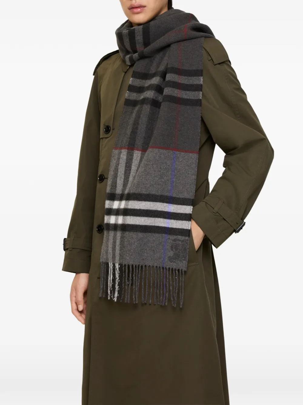Burberry Contrast Check Cashmere Scarf In Multi