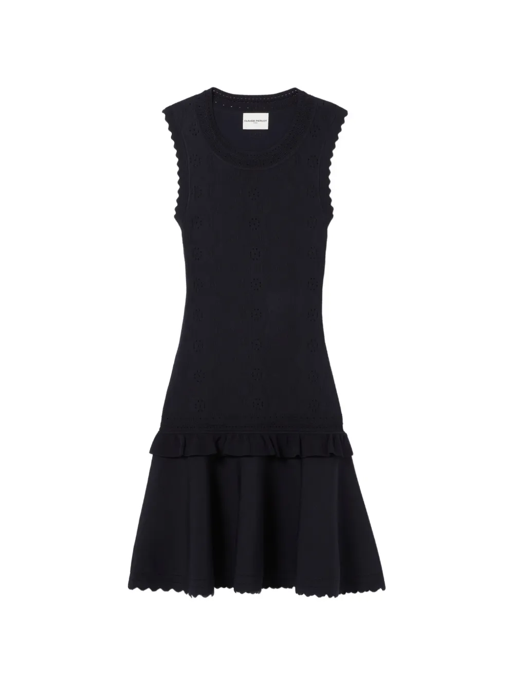 Claudie Pierlot scalloped ruffled knitted dress - Blau