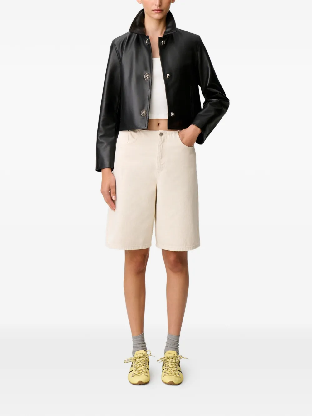 Claudie Pierlot Cropped jack met knopen Zwart