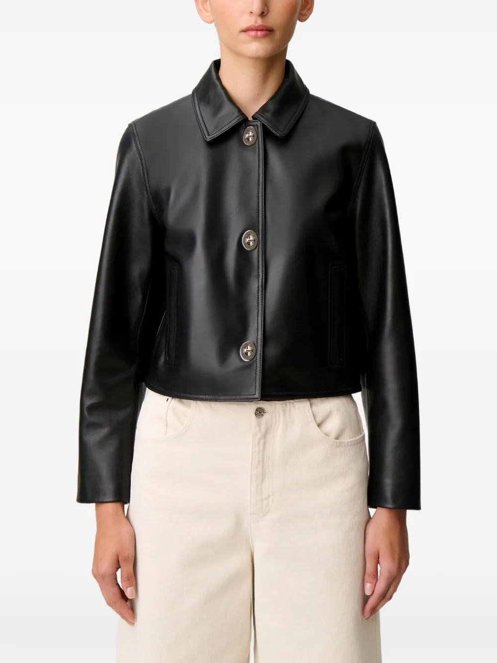 Claudie Pierlot Cropped jack met knopen Zwart