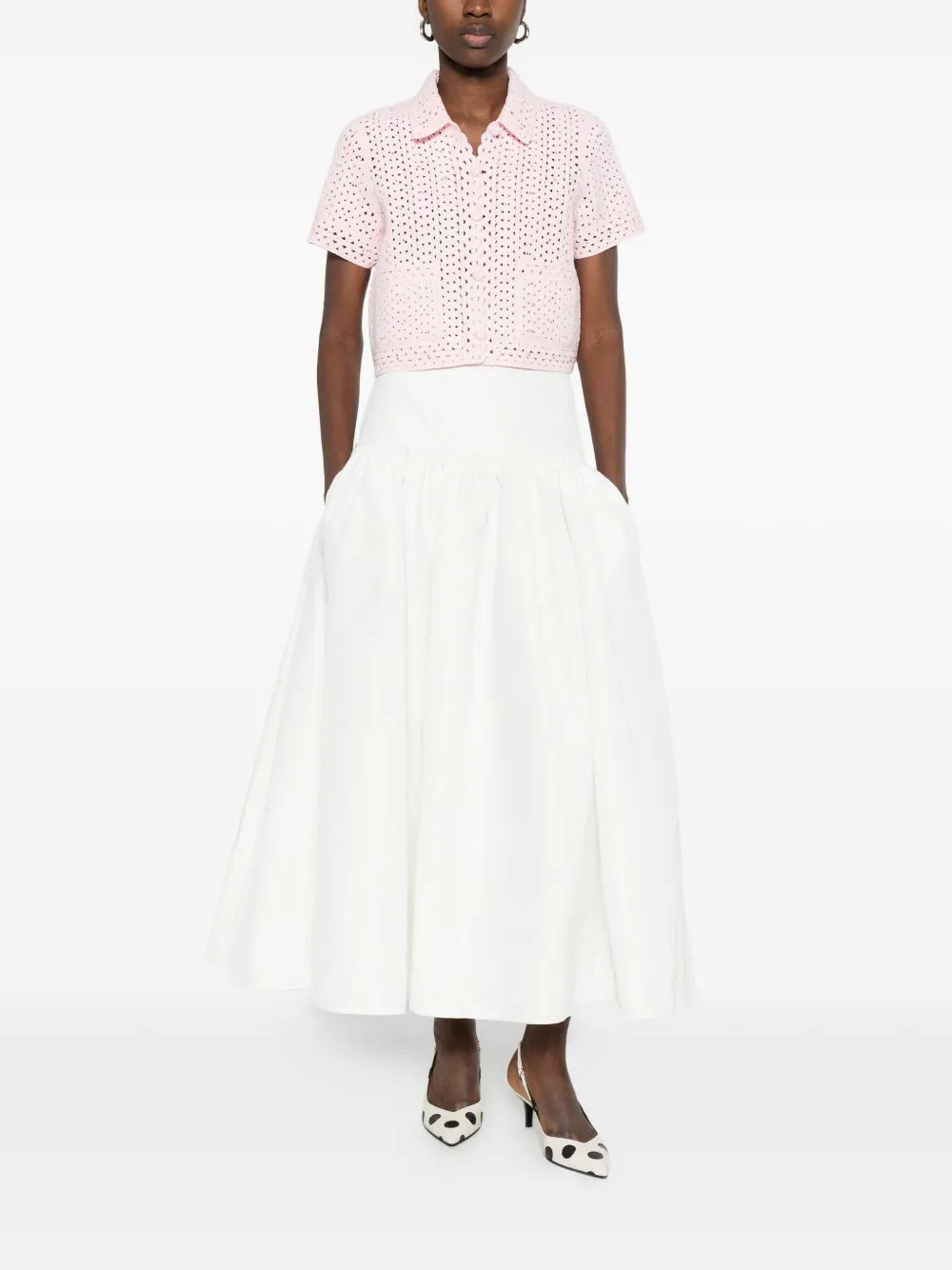  Maje Falda Midi Acampanada - Blanco 
