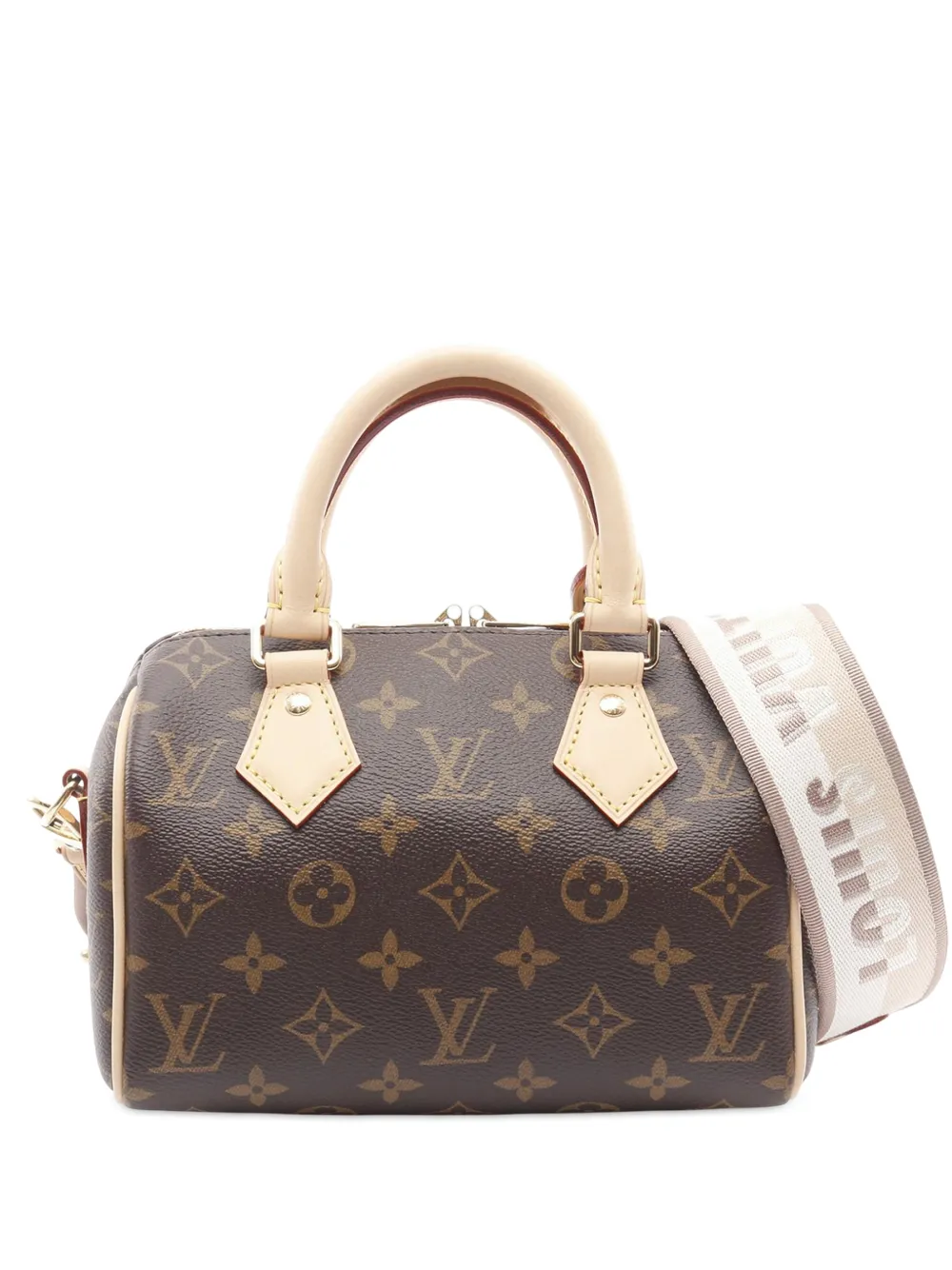 Click to view more detailed imagery on our partner's website Pre-owned Louis Vuitton 2021-2025 Monogram Speedy Bandouliere 20 Satchel In Brown