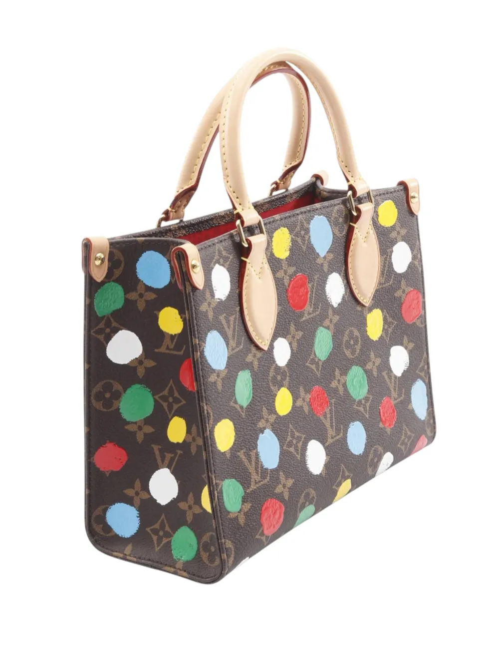 Pre-owned Louis Vuitton 2021-2025 X Yayoi Kusama Monogram Onthego Pm Satchel In Brown