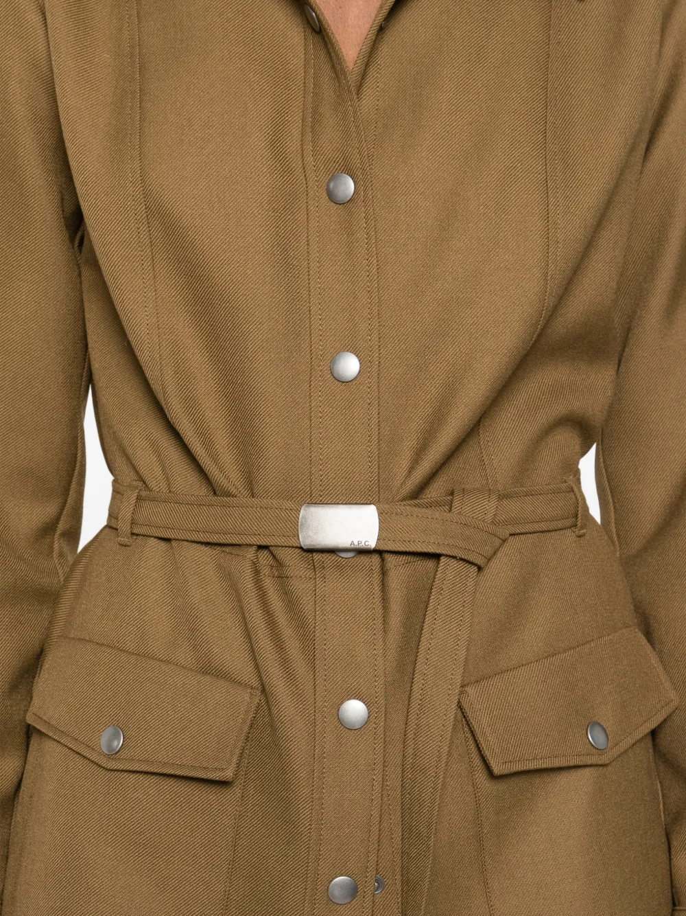 A.P.C. Blouse met zak met ceintuur Bruin