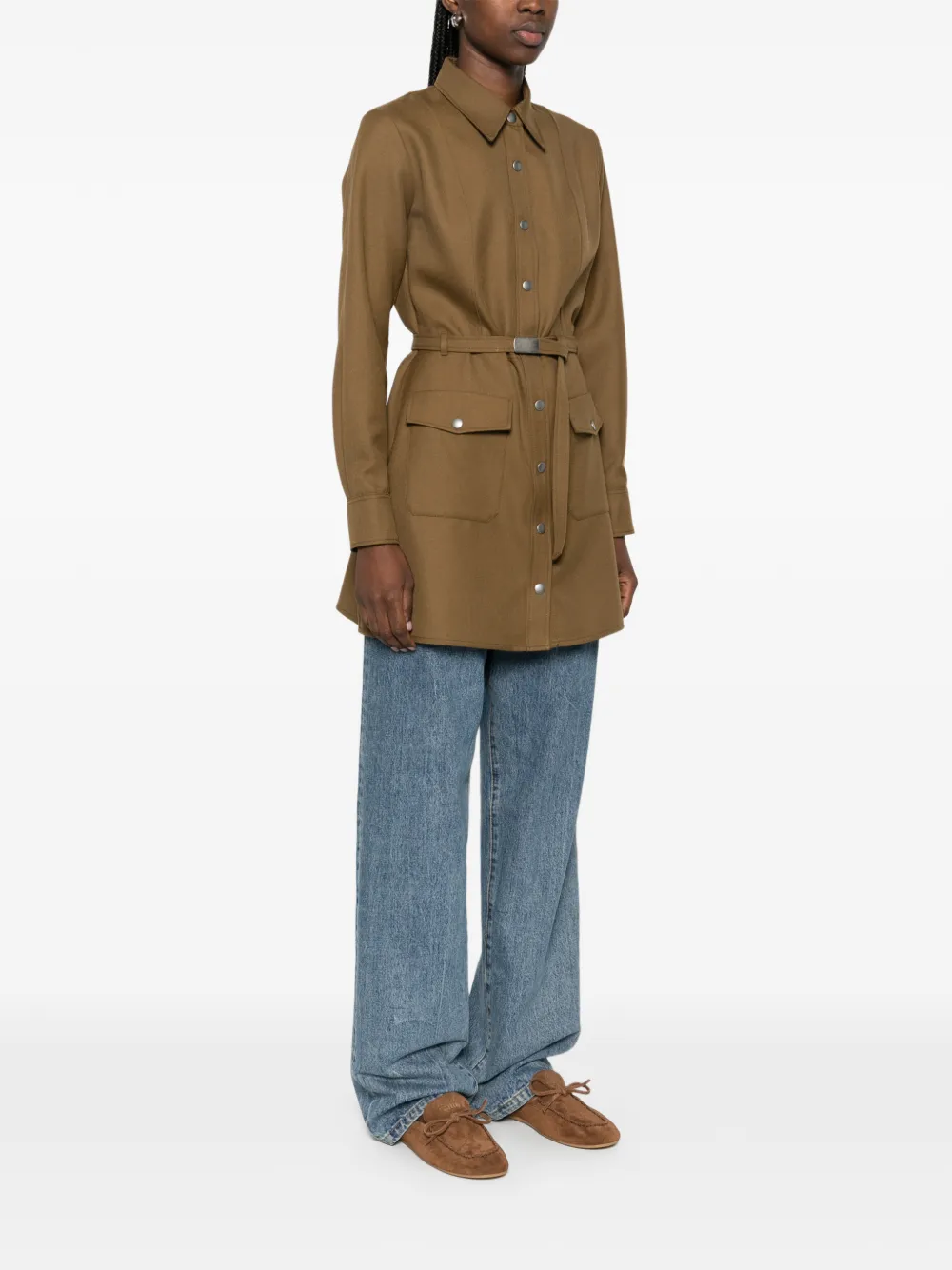  A.p.c. Belted Pocket Shirt - Brown 