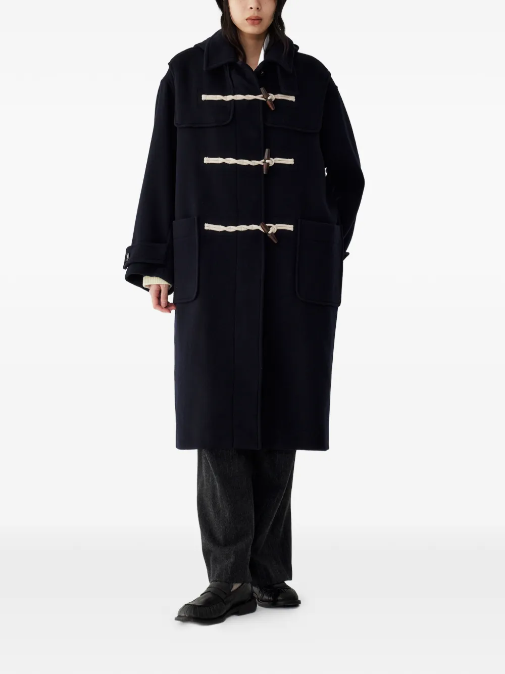 Studio Tomboy Hooded Duffle Coat In Black