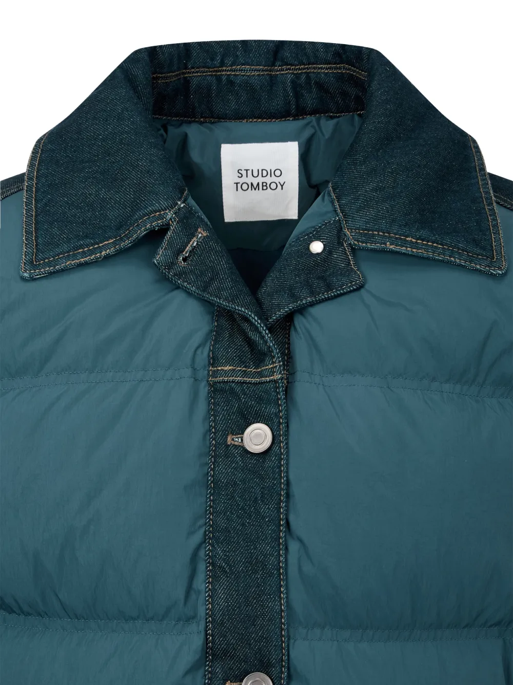 TOMBOY Donsjack met denim afwerking Blauw
