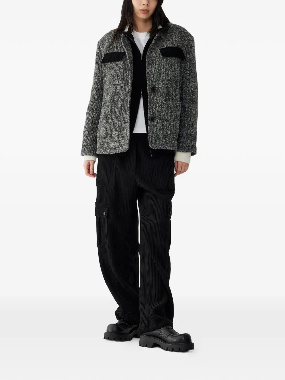 Studio Tomboy Round-neck Jacket In Gray