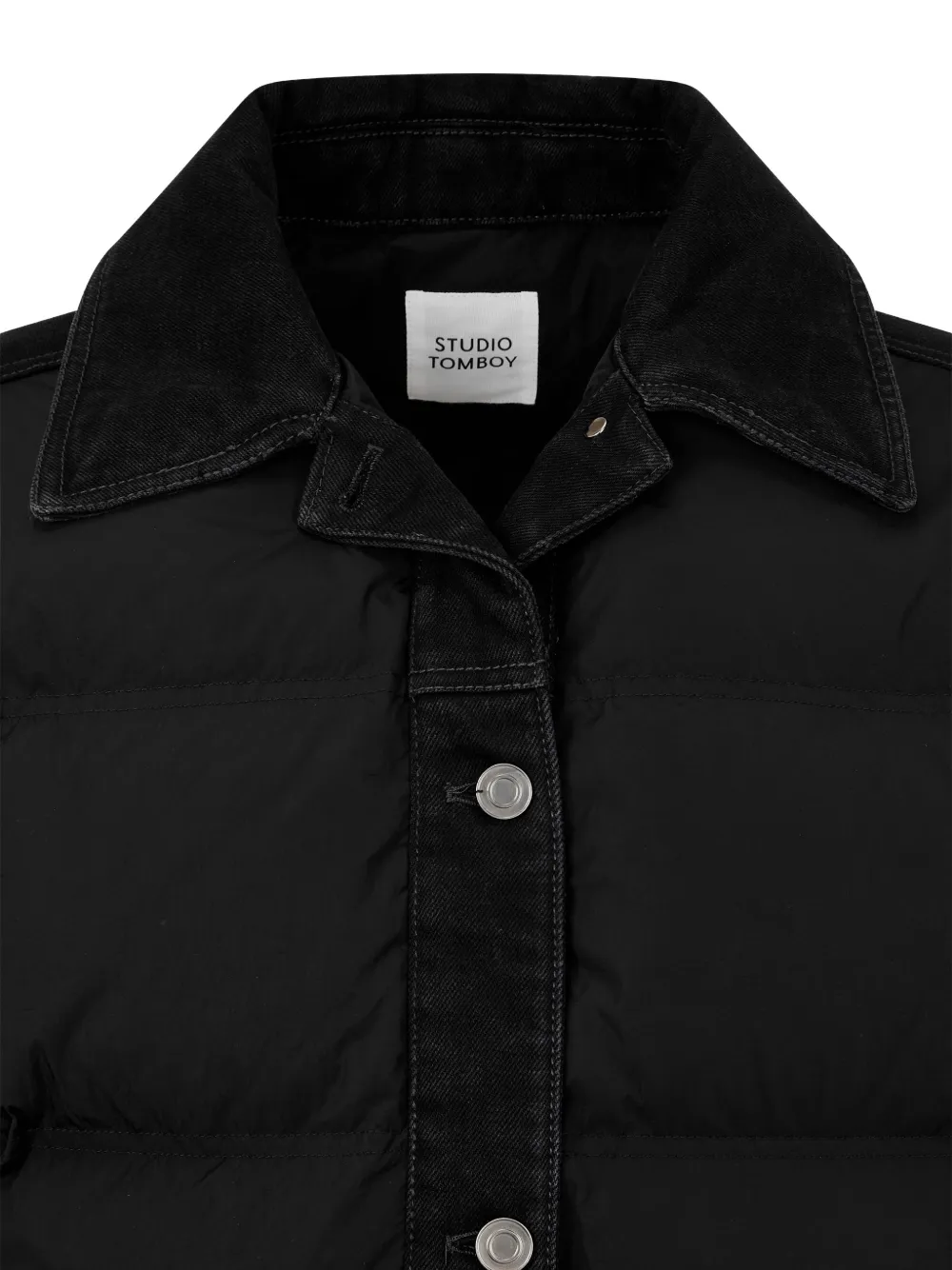 TOMBOY Donsjack met denim afwerking Zwart