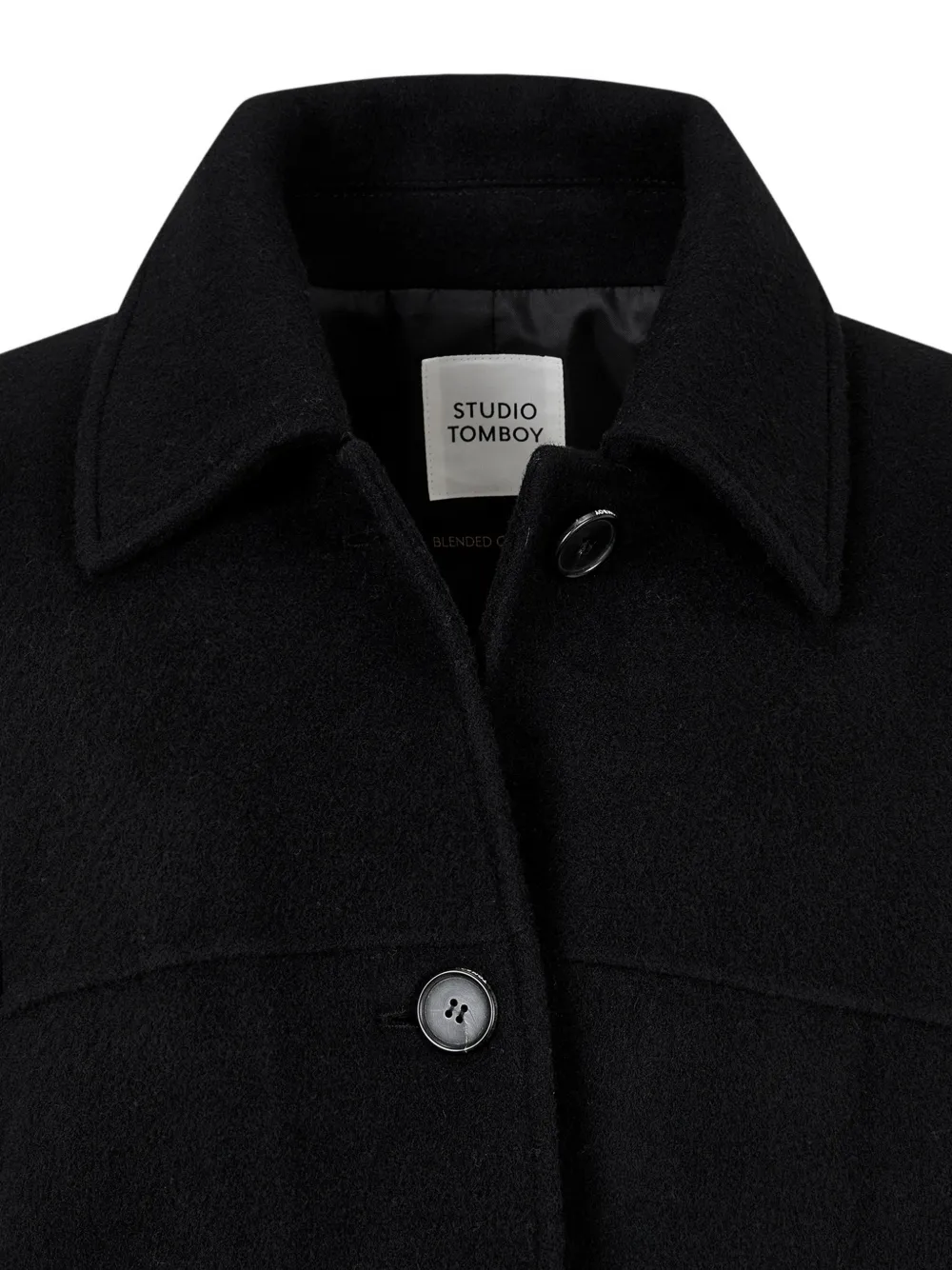 Studio Tomboy Hooded Button Jacket In Black