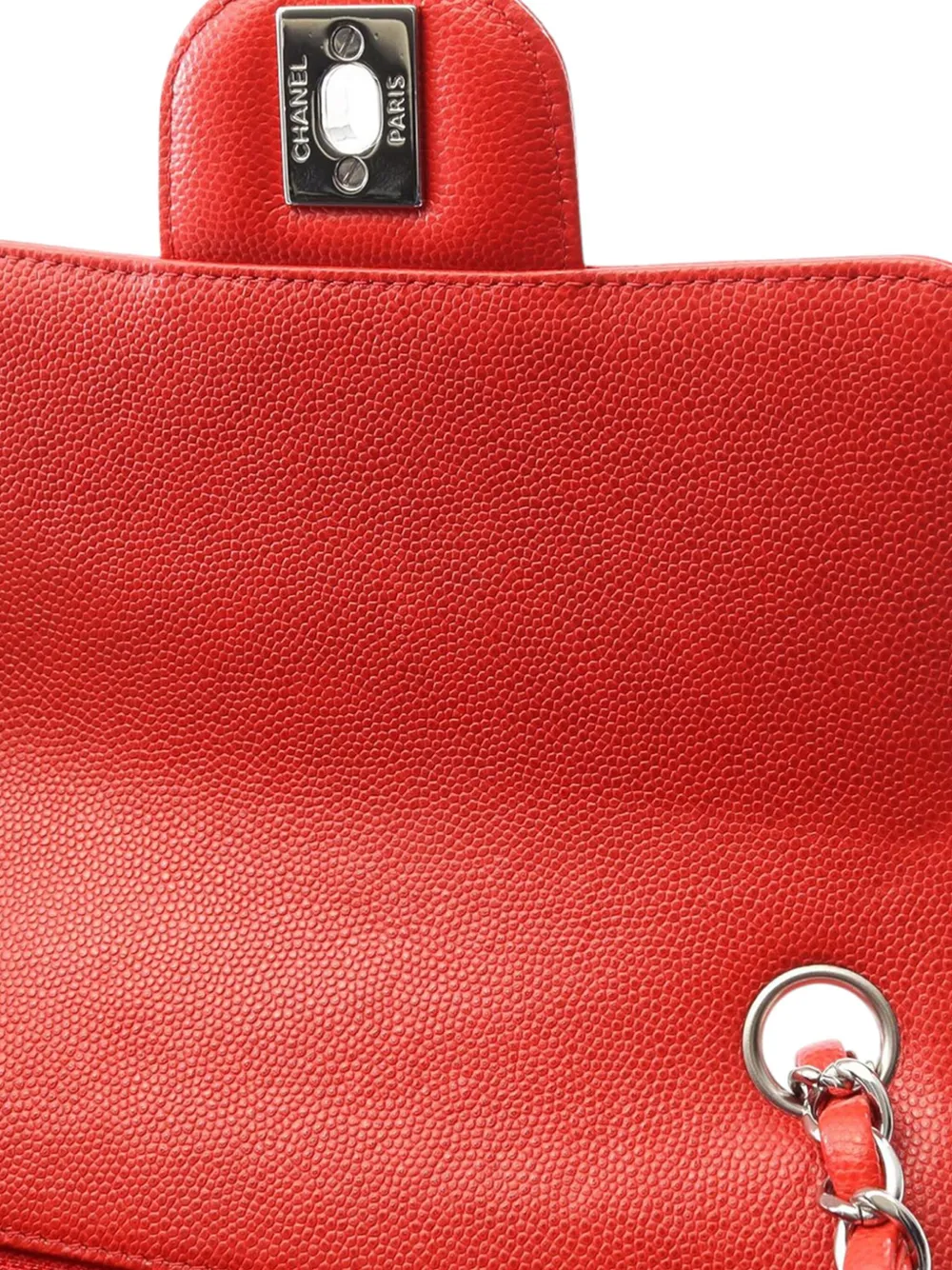 CHANEL Pre-owned 2017-2018 Mini Square Classic Chevron Caviar Single Flap Crossbody Bag In Red