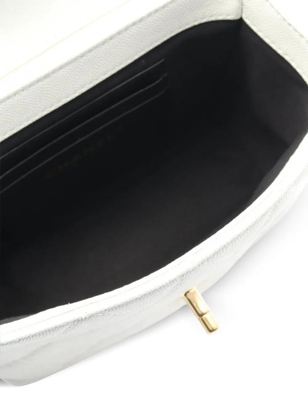 Pre-owned Chanel 2021-2025 Quilted Caviar Handy Box Vanity Case With Chain Satchel In White